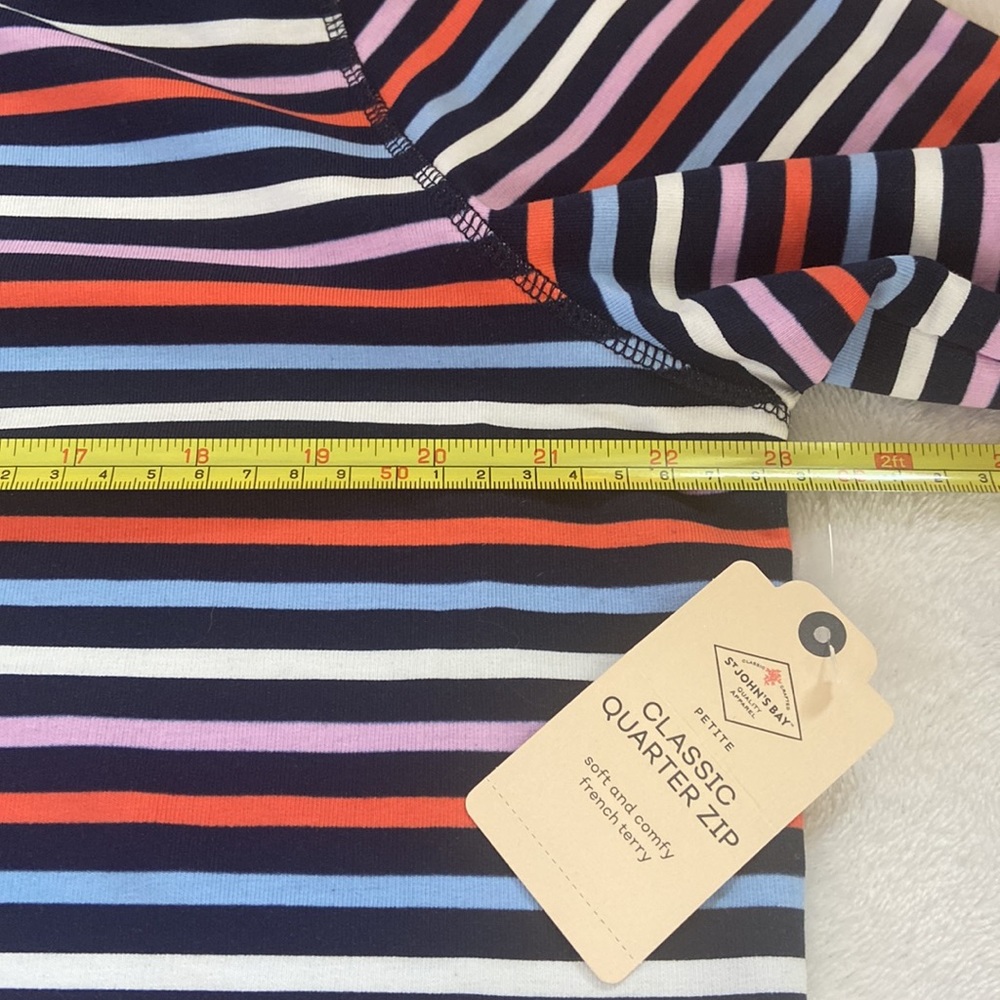 NWT St. John’s Bay PXL Classic 1/4 Zip Long Sleeve Striped Shirt Multi Color - Picture 6 of 8